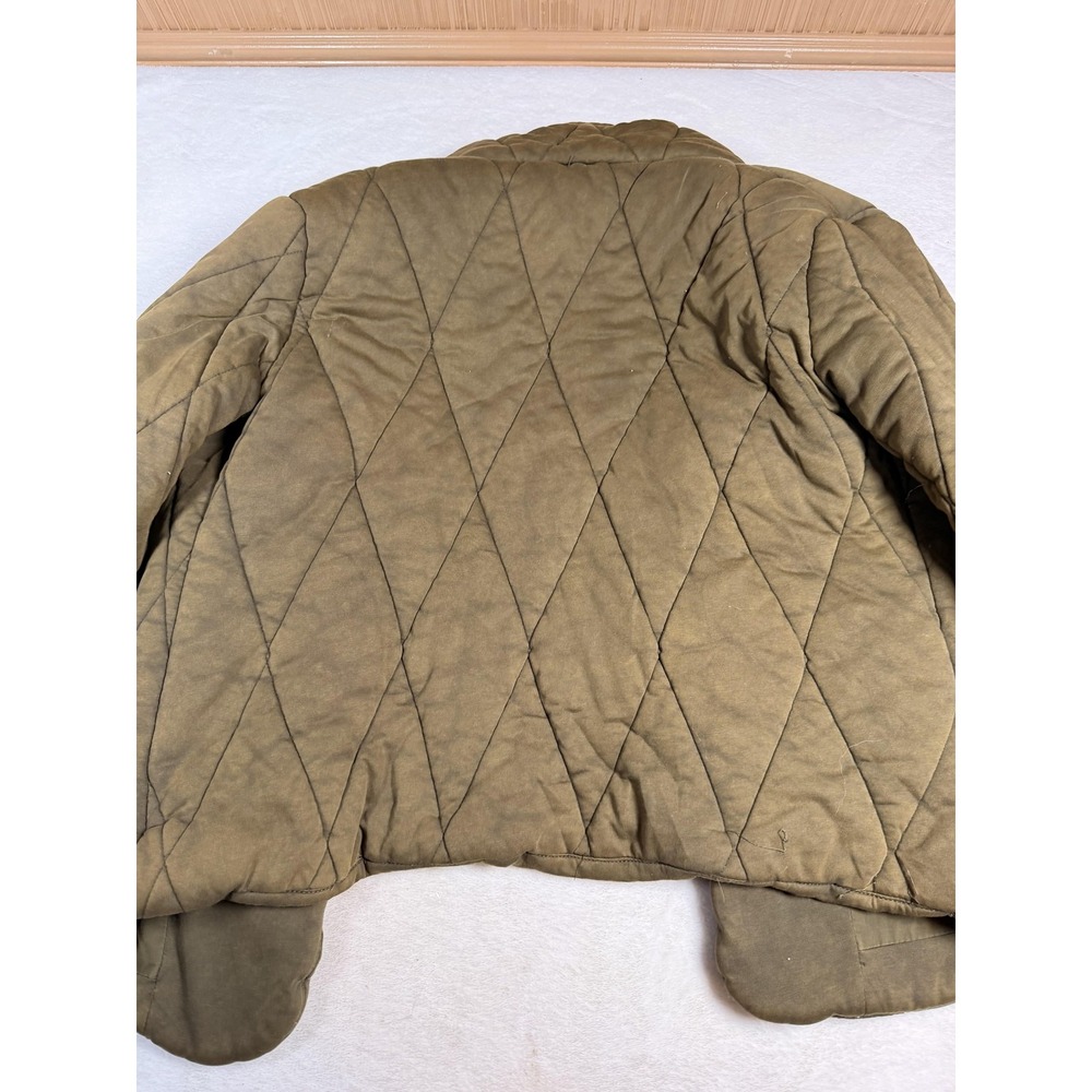 Free People Quilted Puffer Jacket Olive Green Double Breasted Oversized XS - Picture 9 of 15